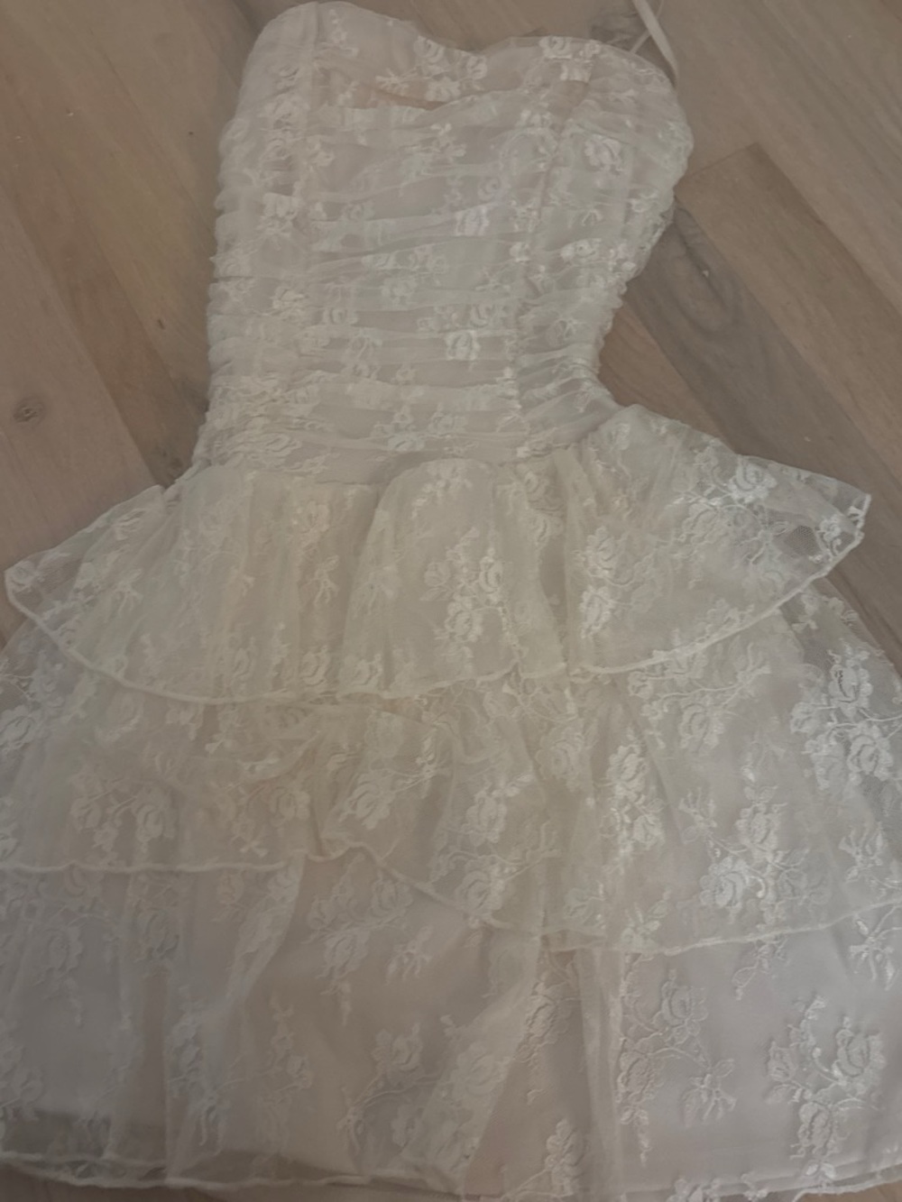 Lace Tiered White Women' Party Dress